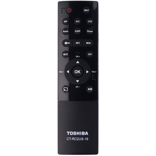 Toshiba Remote Control (CT-RC2US-18) for Select Toshiba TVs - Black TV, Video & Audio Accessories - Remote Controls Toshiba    - Simple Cell Bulk Wholesale Pricing - USA Seller