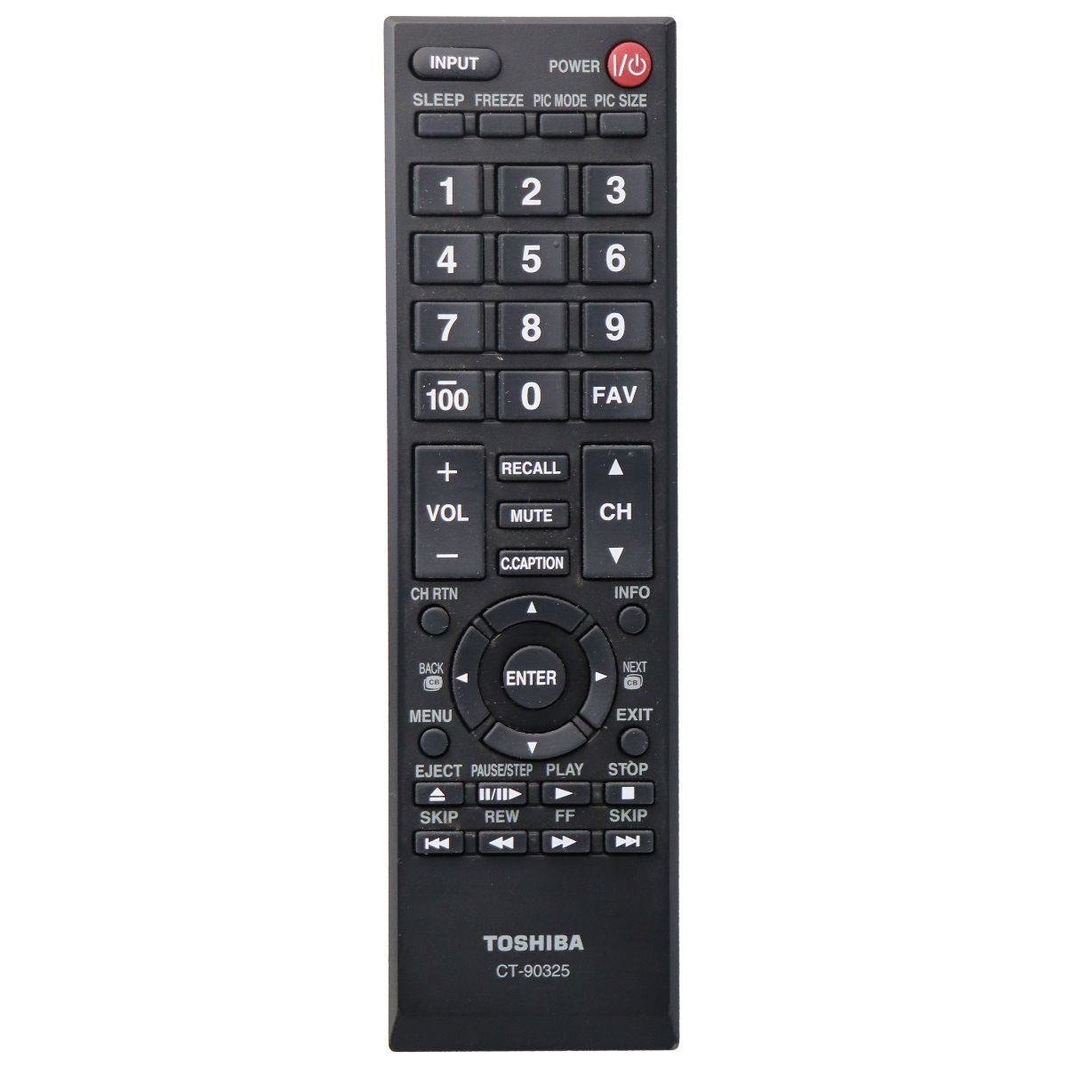 Toshiba Remote Control (CT-90325) for Select Toshiba TVs - Black TV, Video & Audio Accessories - Remote Controls Toshiba - Simple Cell Bulk Wholesale Pricing - USA Seller