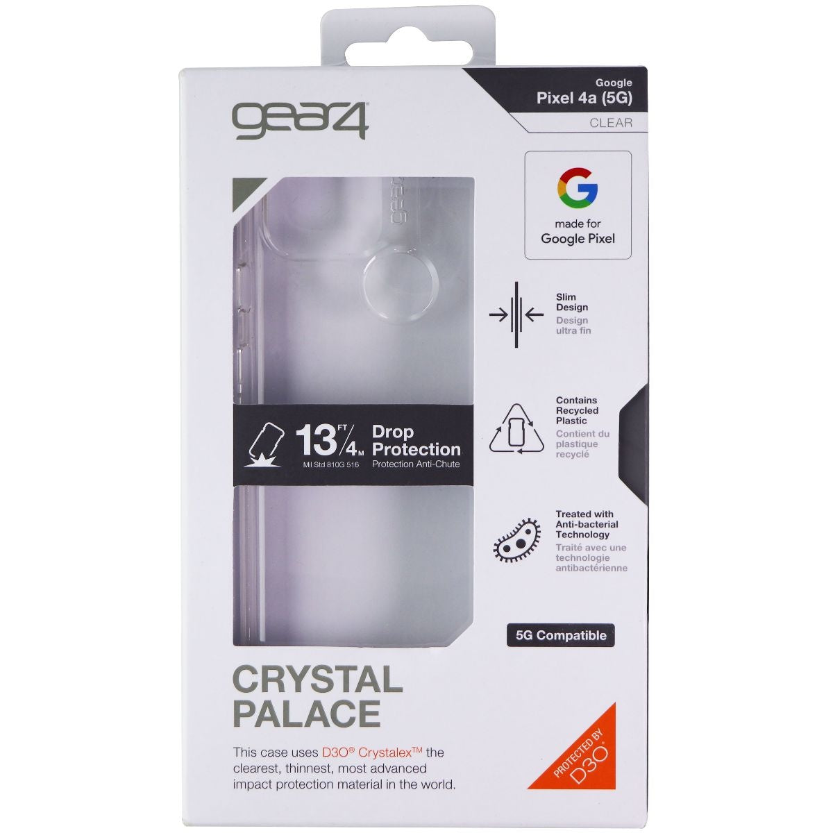 Gear4 Crystal Palace Series Hard Case for Google Pixel 4a (5G) - Clear Cell Phone - Cases, Covers & Skins Gear4    - Simple Cell Bulk Wholesale Pricing - USA Seller