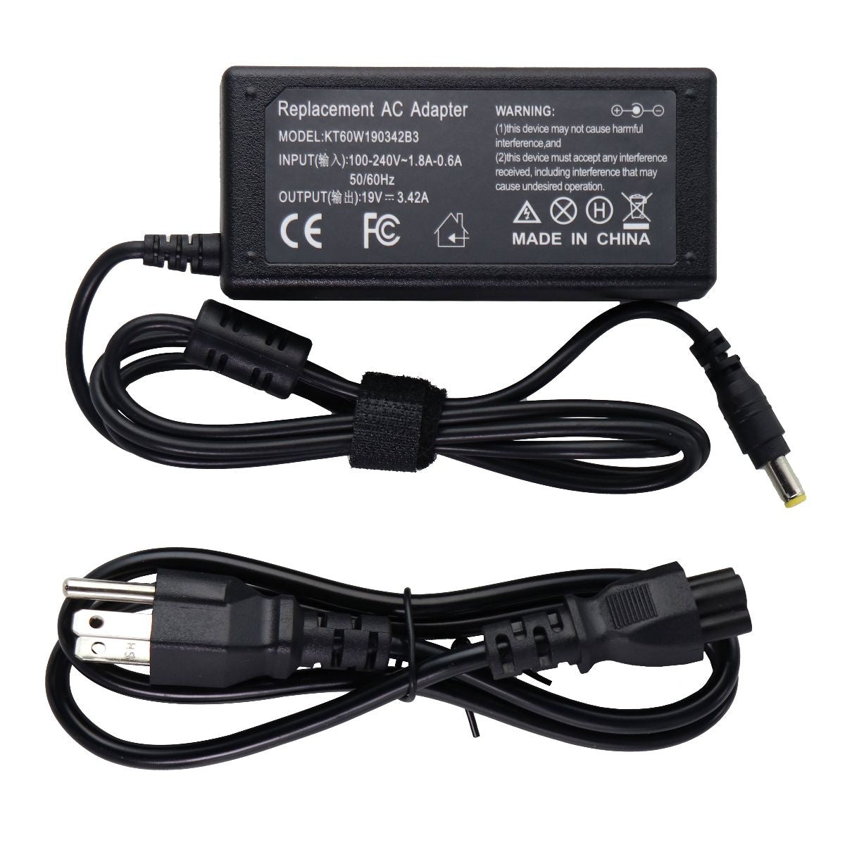 Replacement (19V/3.42A) Wall Charger Power Supply - Black (KT60W190342B3) Multipurpose Batteries & Power - Multipurpose AC to DC Adapters Unbranded - Simple Cell Bulk Wholesale Pricing - USA Seller