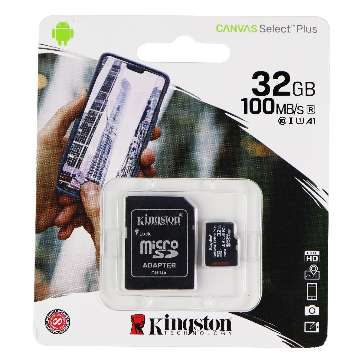 Kingston Canvas Select Plus 32GB microSDHC card with Adapter 100MB/s - Black Digital Storage - Other Digital Storages Kingston - Simple Cell Bulk Wholesale Pricing - USA Seller