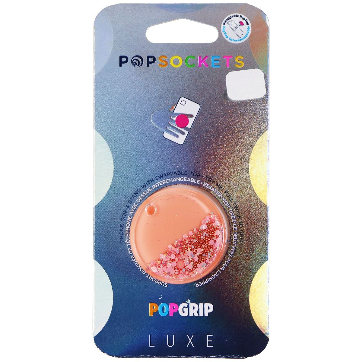 PopSockets PopGrip Phone Grip & Stand with Swappable Top - Tidepool Peachy Pink