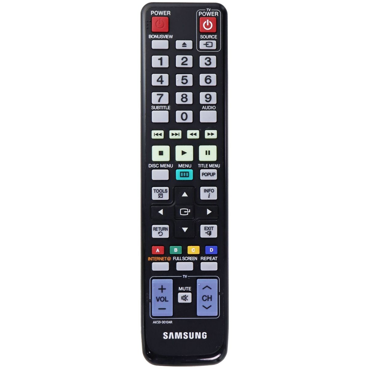 Samsung Remote Control (AK59-00104R) for Select Samsung Blu-Ray Players - Black TV, Video & Audio Accessories - Remote Controls Samsung    - Simple Cell Bulk Wholesale Pricing - USA Seller