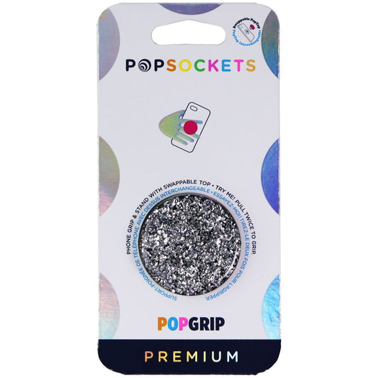 PopSockets PopGrip Swappable Grip & Stand - Foil Confetti Silver Cell Phone - Mounts & Holders PopSockets - Simple Cell Bulk Wholesale Pricing - USA Seller
