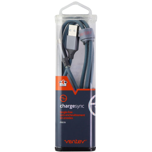 Ventev 4-Foot ChargeSync Braided Alloy Micro-USB to USB Cable - Cobalt Blue/Gray Cell Phone - Cables & Adapters Ventev - Simple Cell Bulk Wholesale Pricing - USA Seller