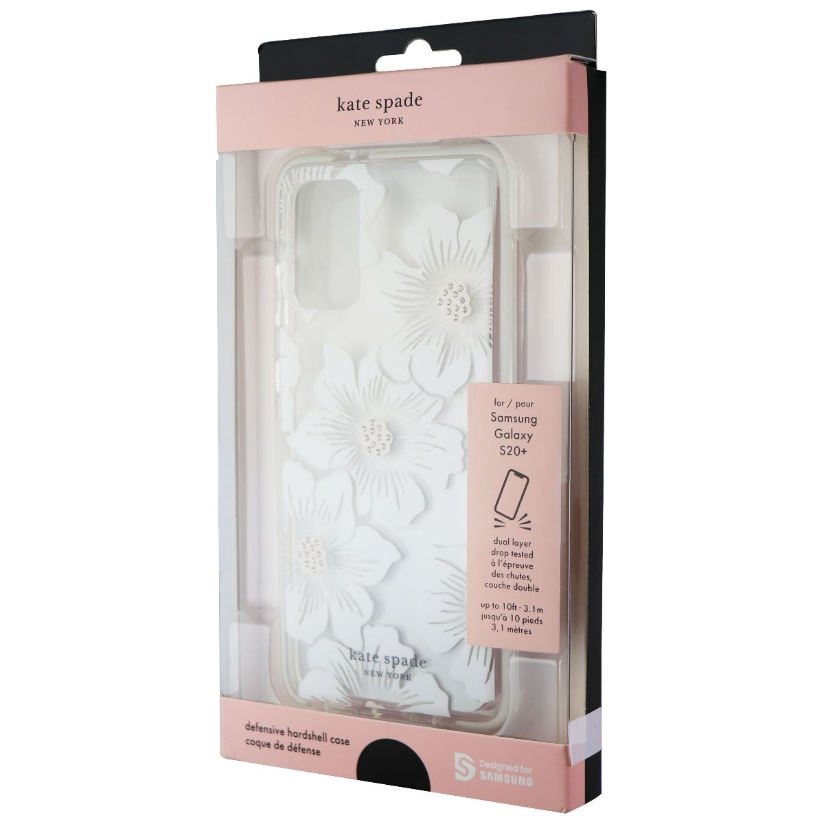 Kate Spade Defensive Hardshell Case for Galaxy S20+ (White Hollyhock/Clear) Cell Phone - Cases, Covers & Skins Kate Spade - Simple Cell Bulk Wholesale Pricing - USA Seller