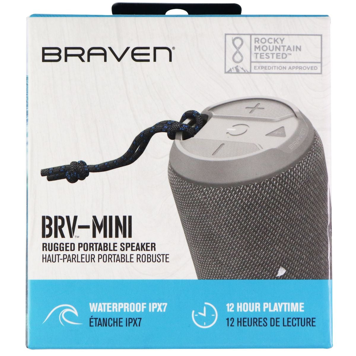 Braven BRV-Mini Waterproof Bluetooth Speaker - Gray (604203556) Cell Phone - Audio Docks & Speakers Braven    - Simple Cell Bulk Wholesale Pricing - USA Seller