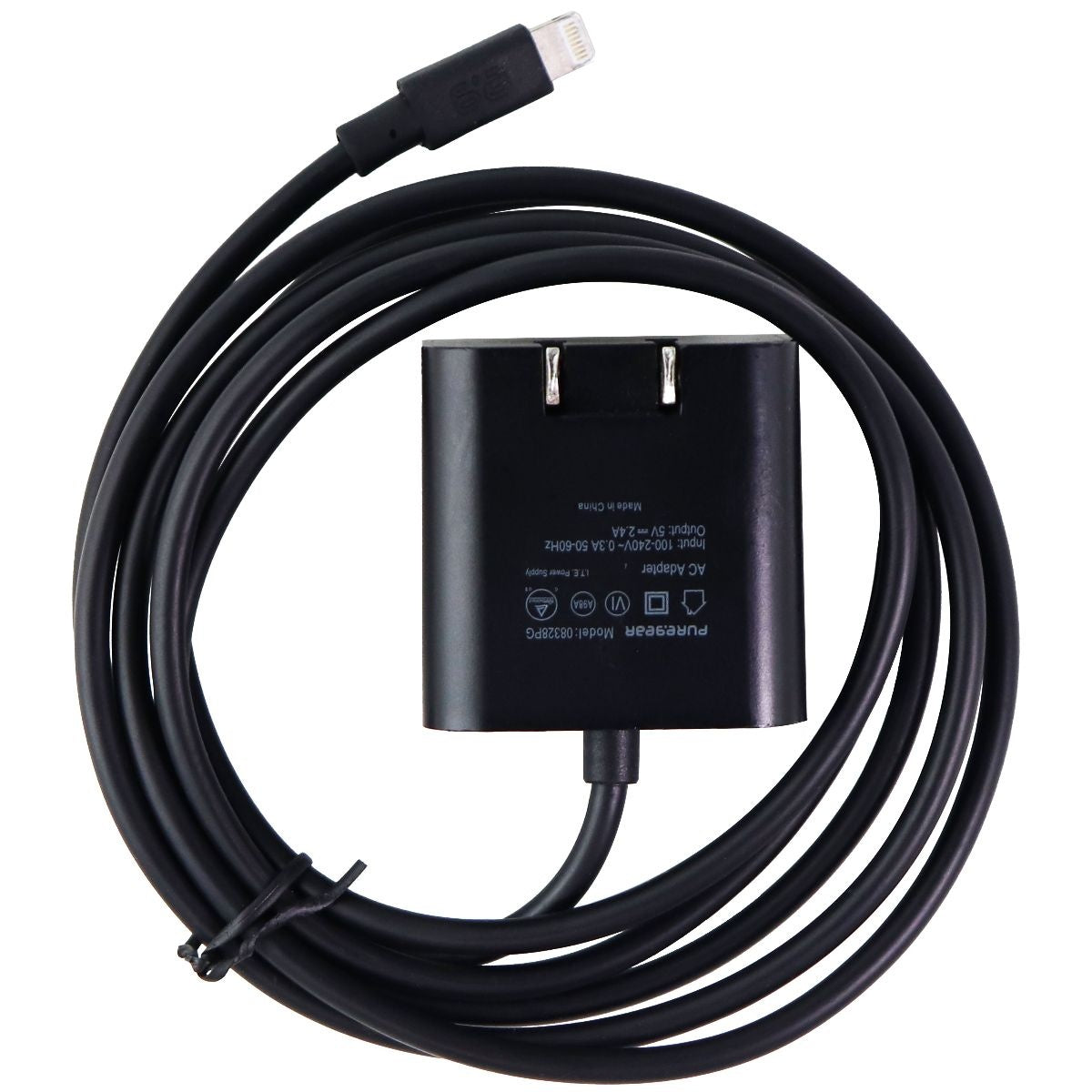 PureGear 12W (5-Ft) Lightning 8-Pin Wired Wall Charger for iPhone/iPad - Black Cell Phone - Chargers & Cradles PureGear - Simple Cell Bulk Wholesale Pricing - USA Seller