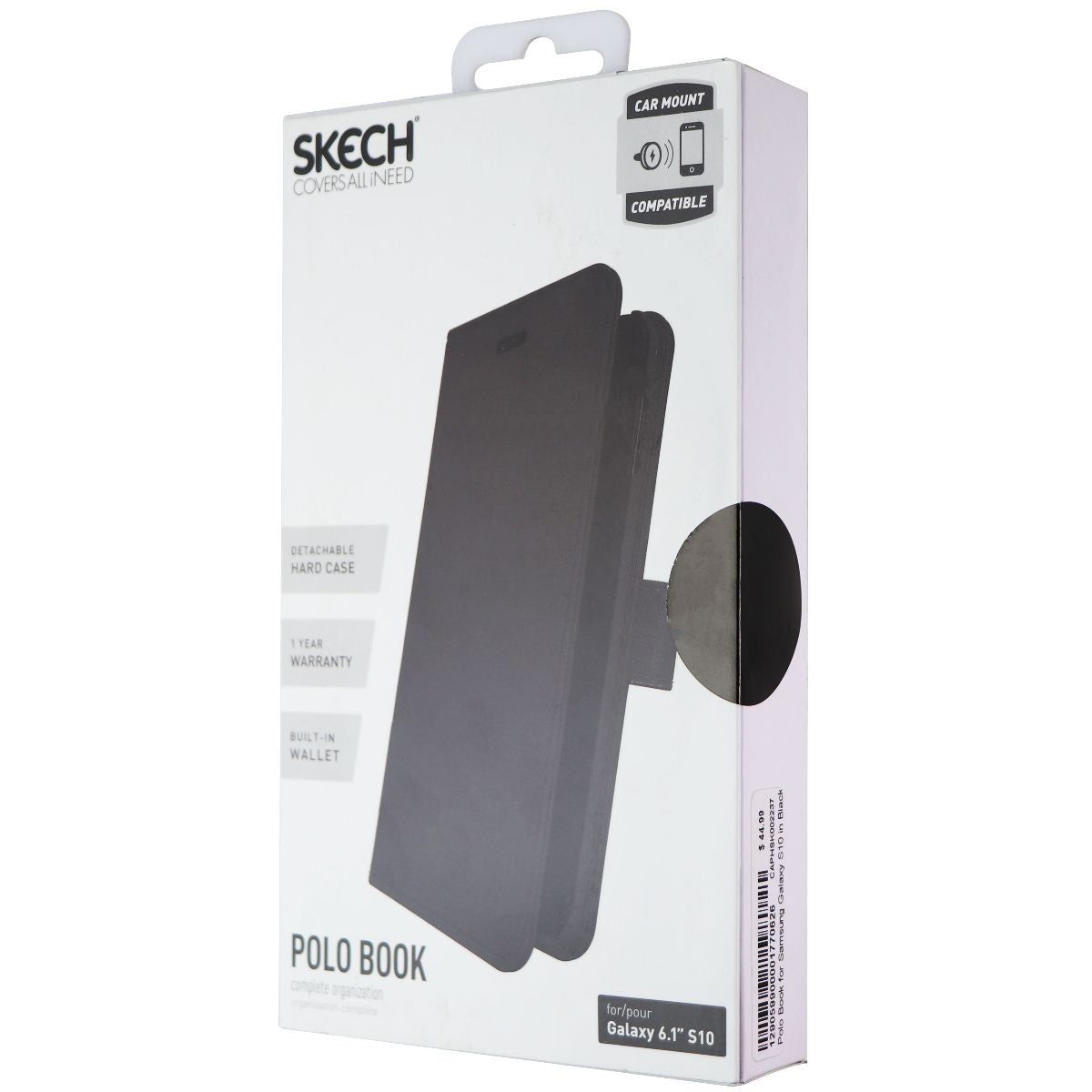 Skech Polo Book Clutch Wallet Cover Detachable Case for Galaxy S10 - Black