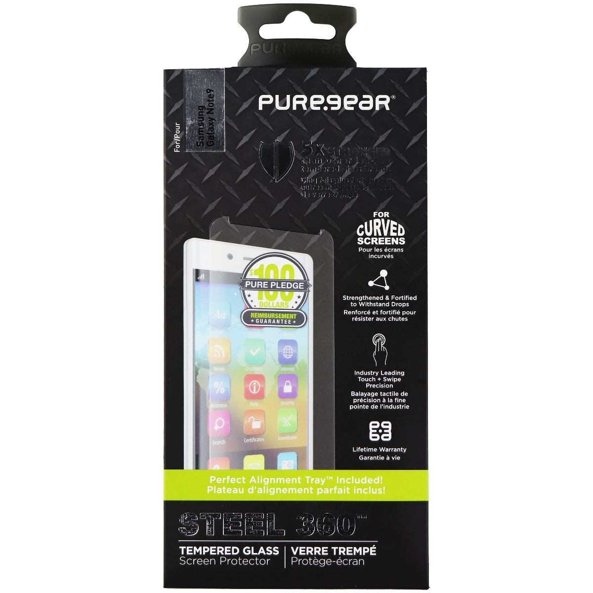 PureGear Steel 360 Tempered Glass for Galaxy Note9 - Clear Cell Phone - Screen Protectors PureGear    - Simple Cell Bulk Wholesale Pricing - USA Seller