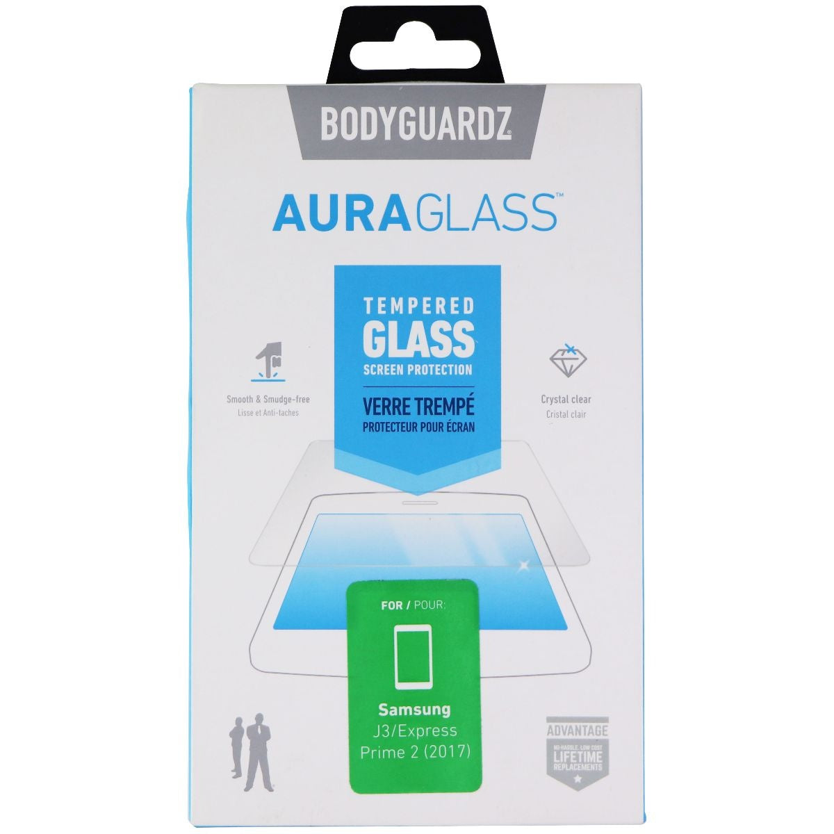 BodyGuardz AuraGlass Screen Protector for Samsung Galaxy J3/Express Prime 2 Cell Phone - Screen Protectors BODYGUARDZ - Simple Cell Bulk Wholesale Pricing - USA Seller