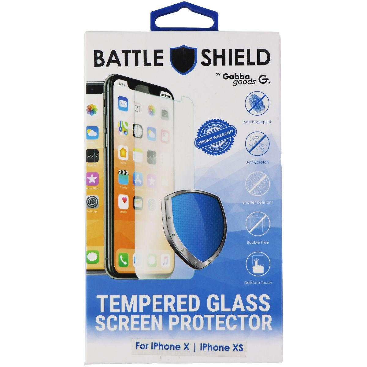Gabba Goods Battle Shield Tempered Glass for Apple iPhone Xs/X - Clear Cell Phone - Screen Protectors Gabba Goods    - Simple Cell Bulk Wholesale Pricing - USA Seller