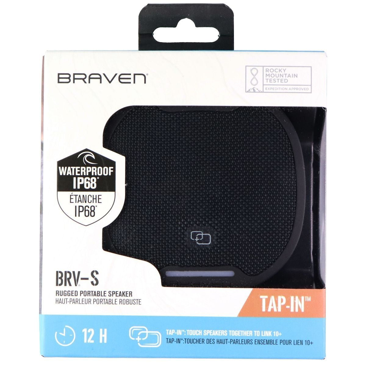 Braven Tap-In BRV-S Rugged Portable Bluetooth Speaker - Black Cell Phone - Audio Docks & Speakers Braven - Simple Cell Bulk Wholesale Pricing - USA Seller