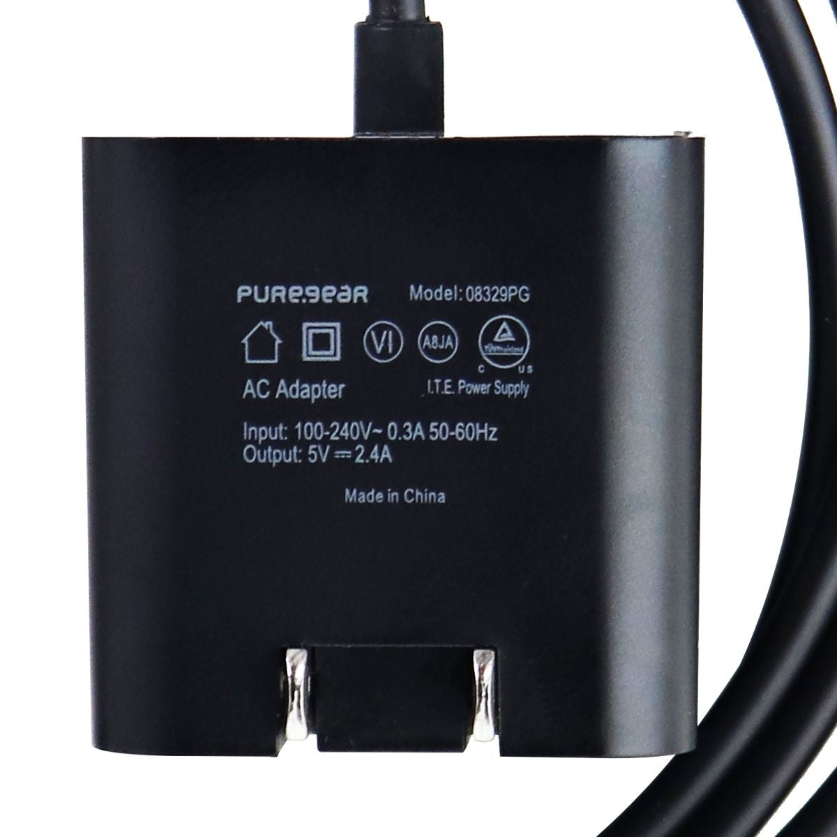 PureGear 12W (5V/2.4A) 5-Foot Micro USB Wall Charger - Black Cell Phone - Chargers & Cradles PureGear    - Simple Cell Bulk Wholesale Pricing - USA Seller