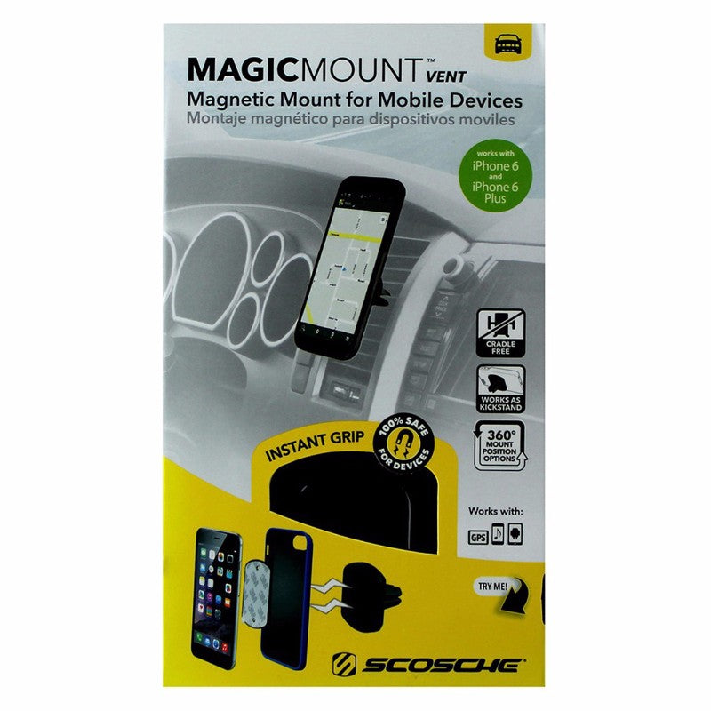 Scosche MagicMount Magnetic Vent Mount for Mobile Devices - Black MAGVM2 Cell Phone - Mounts & Holders Scosche - Simple Cell Bulk Wholesale Pricing - USA Seller