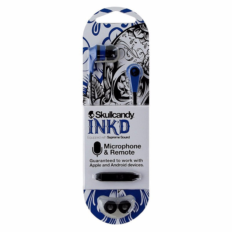 Skullcandy INK'D 2 Earbuds w/ Mic and Remote Blue and Black Portable Audio - Headphones Skullcandy - Simple Cell Bulk Wholesale Pricing - USA Seller