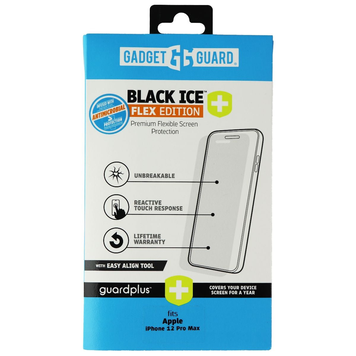 Gadget Guard (Black Ice+) Flex Edition Protector for iPhone 12 Pro Max Cell Phone - Screen Protectors Gadget Guard - Simple Cell Bulk Wholesale Pricing - USA Seller