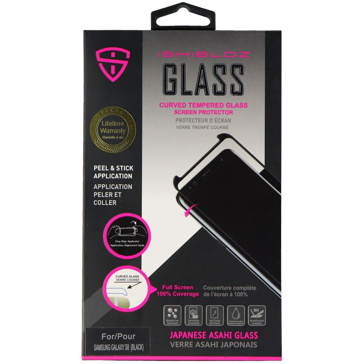 iShieldz Asahi Glass Screen Protector for Samsung Galaxy S8 - Black Cell Phone - Cases, Covers & Skins iShieldz - Simple Cell Bulk Wholesale Pricing - USA Seller