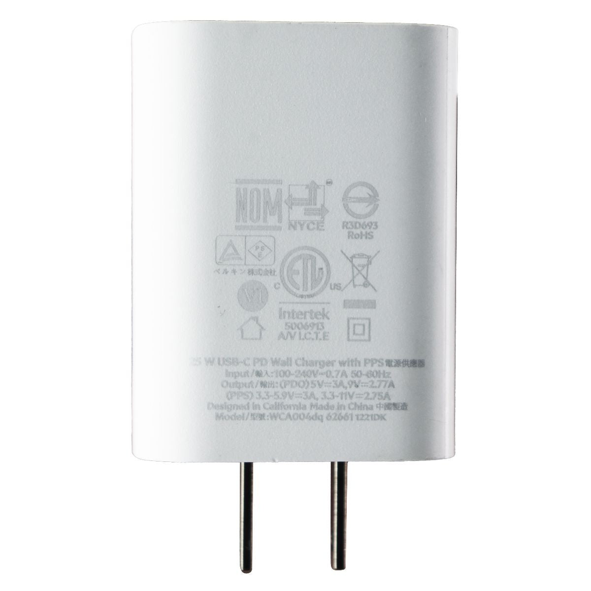 Belkin 25-Watt (USB-C) PD Wall Charger - White (WCA004dq) Cell Phone - Chargers & Cradles Belkin - Simple Cell Bulk Wholesale Pricing - USA Seller