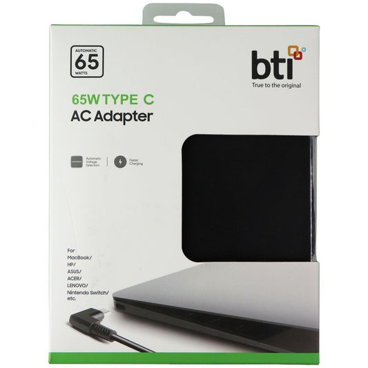 BTI 65W USB-C AC Wall Power Adapter (65WUSB-C-BTI) - Black Computer Accessories - Laptop Power Adapters/Chargers Battery Technology, Inc.    - Simple Cell Bulk Wholesale Pricing - USA Seller