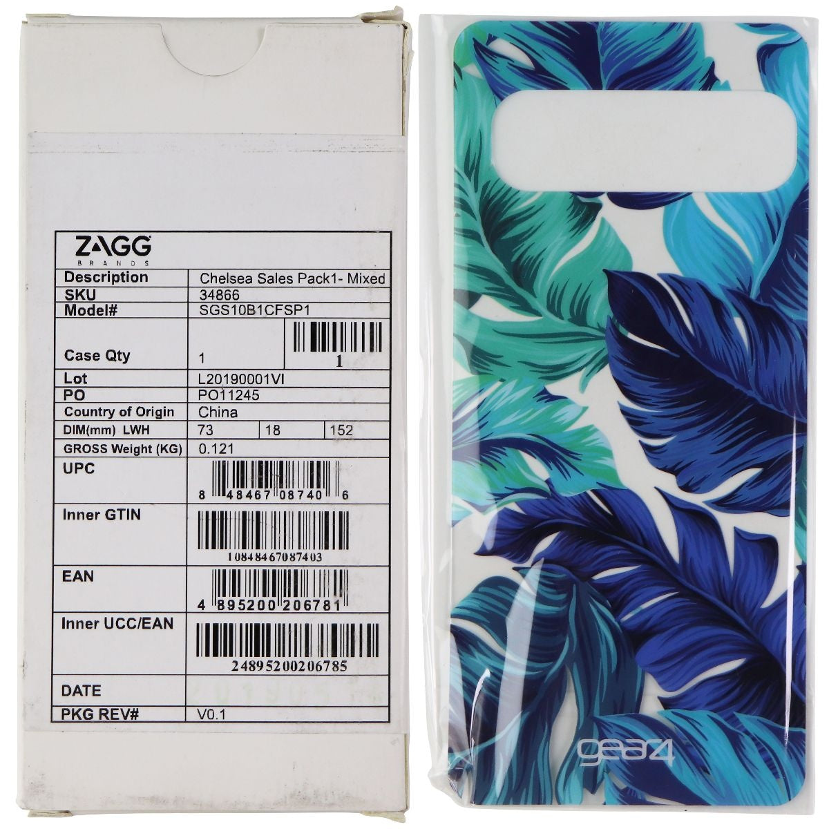 ZAGG Gear4 Swappable Inserts for Galaxy S10 Chelsea Cases - Blue Palm (25 Pack) Cell Phone - Cases, Covers & Skins Zagg    - Simple Cell Bulk Wholesale Pricing - USA Seller