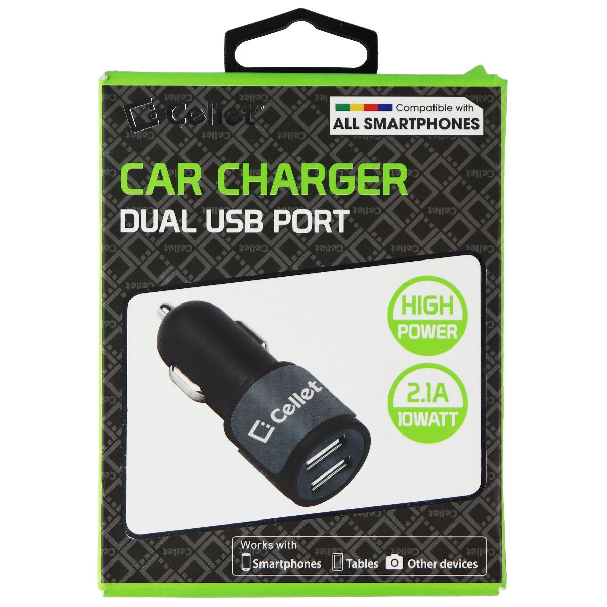 Cellet High Power Dual USB Port Car Charger (2.1A) - Black Cell Phone - Chargers & Cradles Cellet    - Simple Cell Bulk Wholesale Pricing - USA Seller