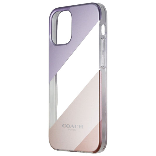 Coach Protective Case for iPhone 12 mini - Diagonal Stripe Metallic Pink/Purple Cell Phone - Cases, Covers & Skins Coach    - Simple Cell Bulk Wholesale Pricing - USA Seller