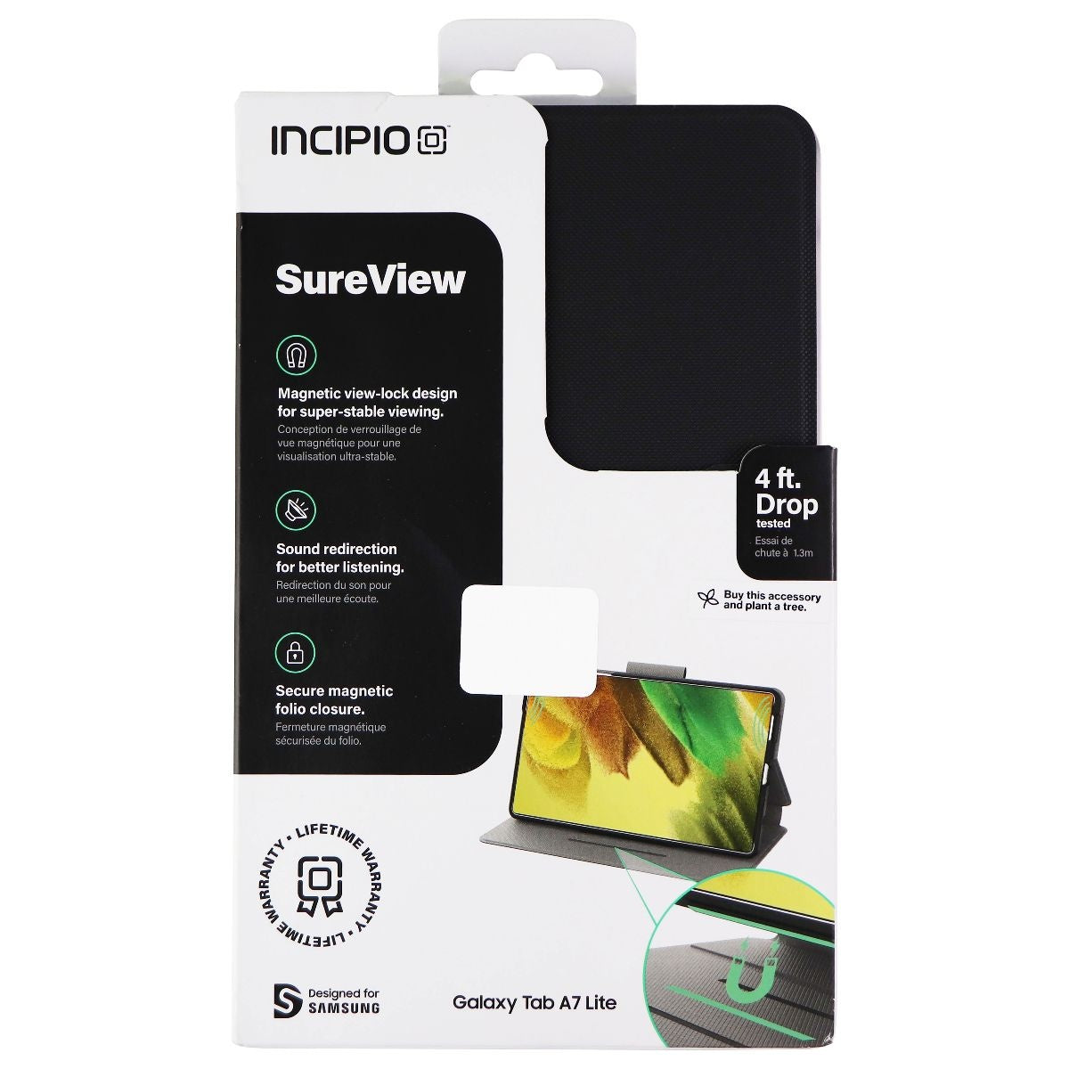 Incipio SureView Series Folio Case for Galaxy Tab A7 Lite Tablets - Black iPad/Tablet Accessories - Cases, Covers, Keyboard Folios Incipio    - Simple Cell Bulk Wholesale Pricing - USA Seller