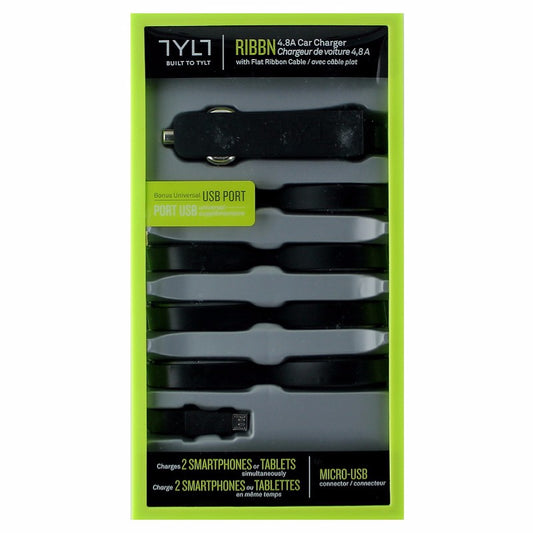 TYLT RIBBN Micro USB Car Charger for Phones and Tablets Black MIC-RIBBNBK-T Cell Phone - Chargers & Cradles TYLT    - Simple Cell Bulk Wholesale Pricing - USA Seller