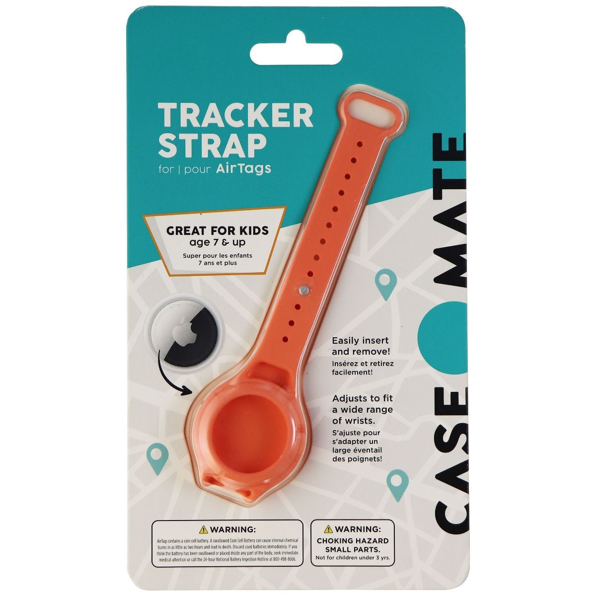 Case-Mate Tracker Strap Wristband Case for Apple AirTag - Coral GPS Accessories & Tracking - Tracking Devices Case-Mate - Simple Cell Bulk Wholesale Pricing - USA Seller