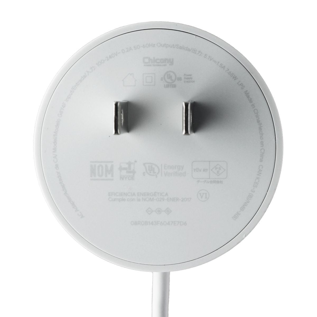 Google (7.65A) 5.1V/1.5A AC Power Adapter - White (G8Y4F)