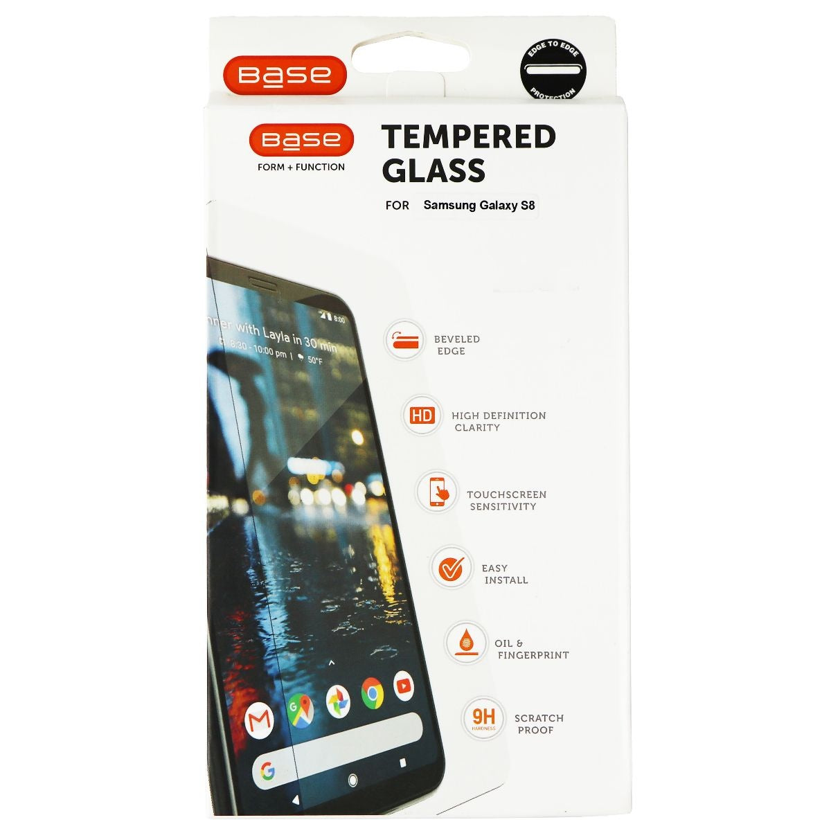 Base Tempred Glass Series Screen Protector for Samsung Galaxy S8 - Clear Cell Phone - Screen Protectors Base - Simple Cell Bulk Wholesale Pricing - USA Seller