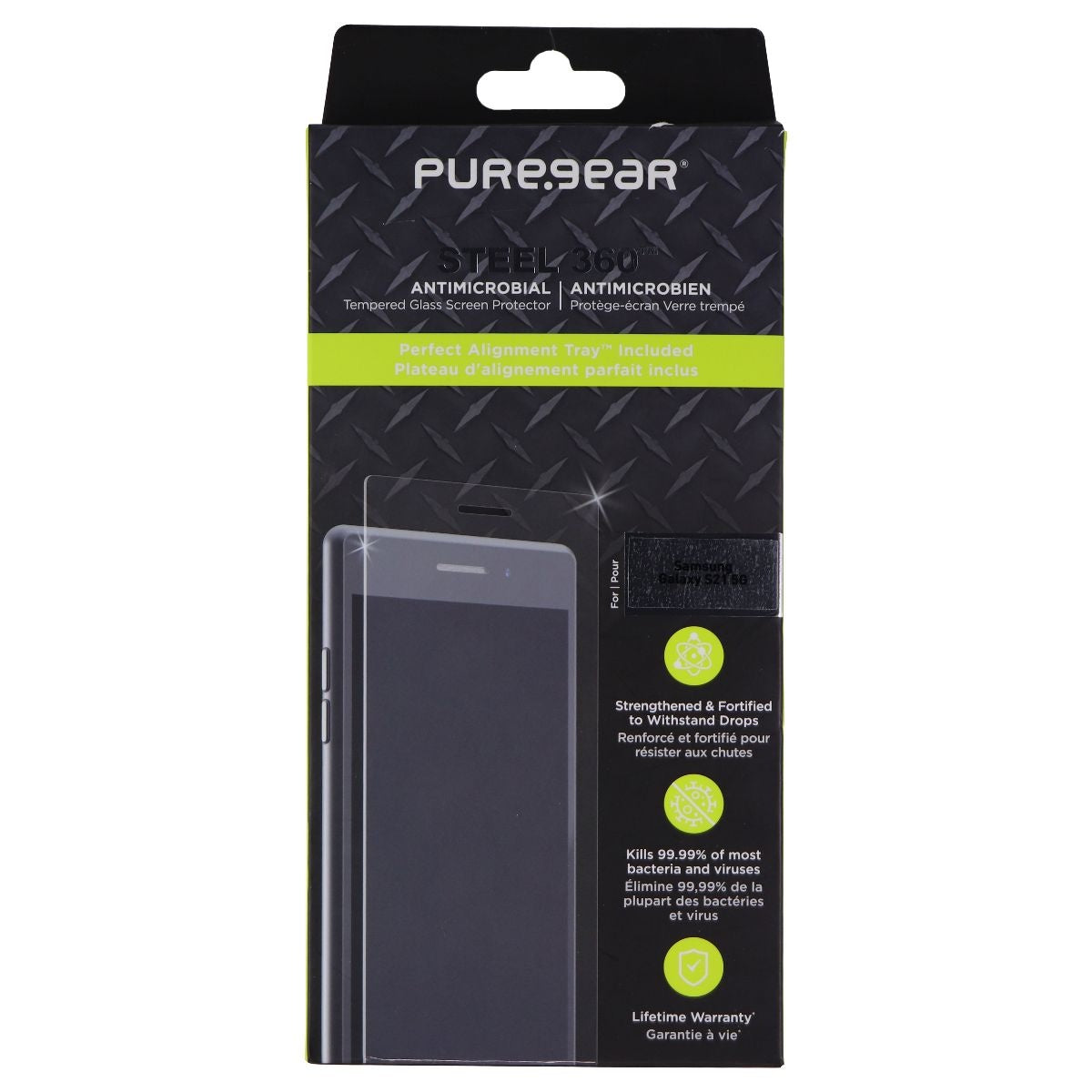 PureGear Steel 360 Series Tempered Glass for Samsung Galaxy S21 5G - Clear Cell Phone - Screen Protectors PureGear - Simple Cell Bulk Wholesale Pricing - USA Seller