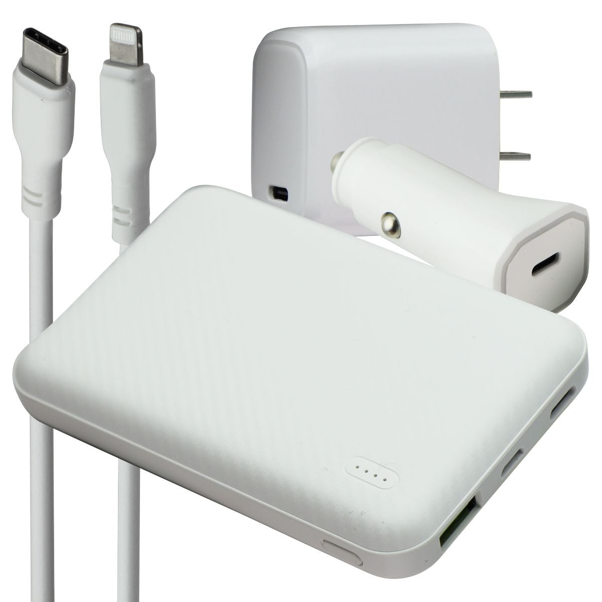 S. Simple Travel Kit with Lightning to USB-C Cable, Car & Wall Charger - White Cell Phone - Chargers & Cradles S. Simple - Simple Cell Bulk Wholesale Pricing - USA Seller