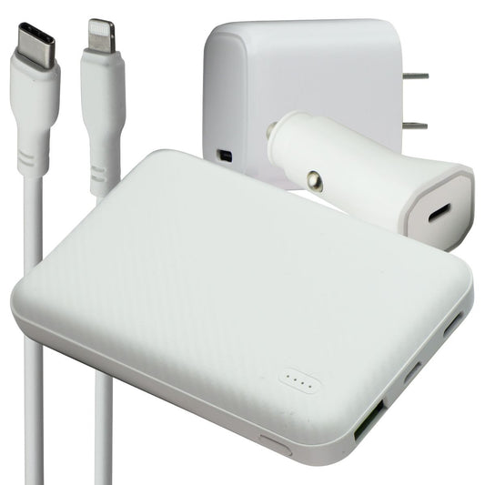 S. Simple Travel Kit with Lightning to USB-C Cable, Car & Wall Charger - White Cell Phone - Chargers & Cradles S. Simple    - Simple Cell Bulk Wholesale Pricing - USA Seller