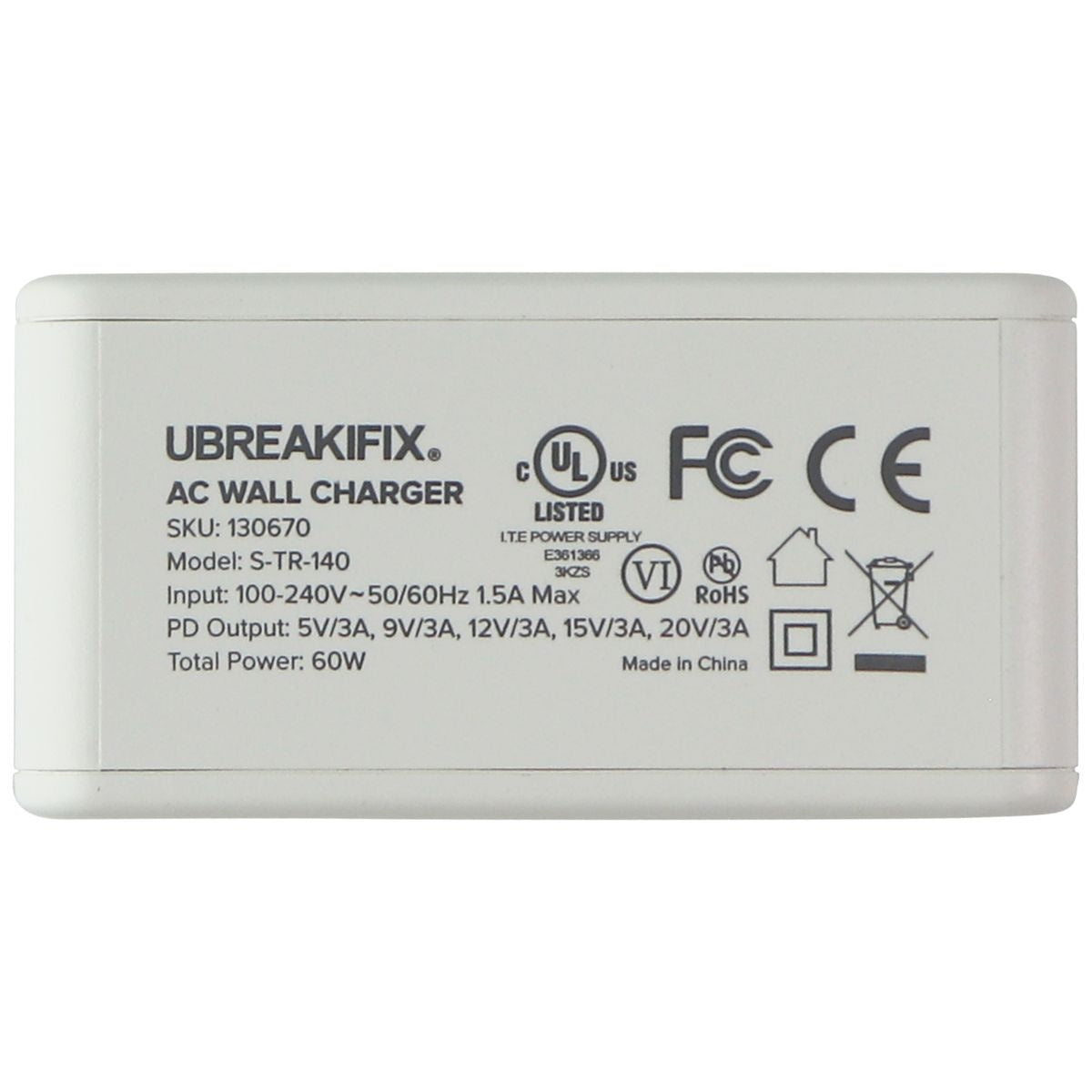 UBREAKIFIX (60-Watt) USB-C Power Delivery Wall Charger - White Cell Phone - Chargers & Cradles UBREAKIFIX - Simple Cell Bulk Wholesale Pricing - USA Seller