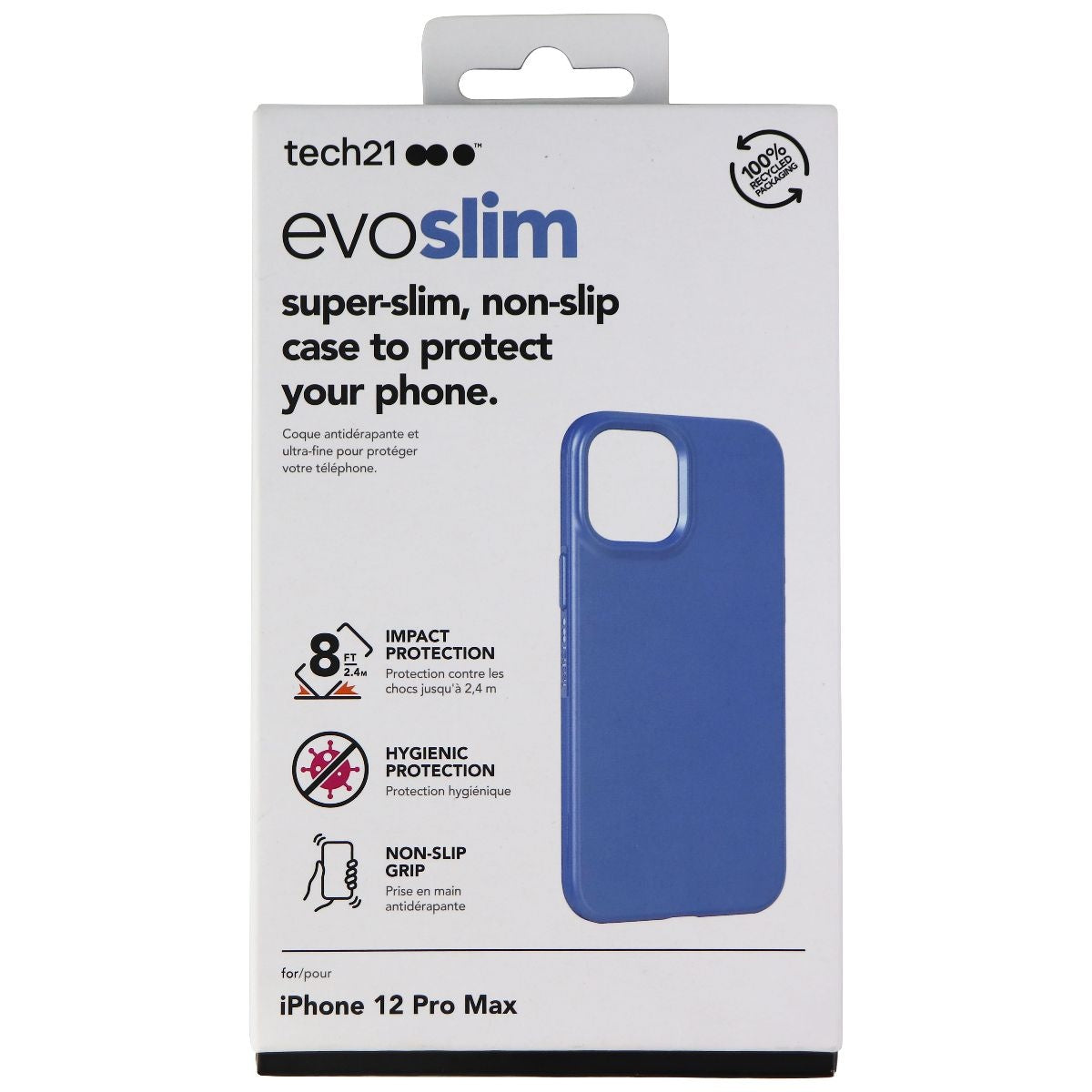 Tech21 Evo Slim Series Flexible Gel Case for Apple iPhone 12 Pro Max - Blue Cell Phone - Cases, Covers & Skins Tech21 - Simple Cell Bulk Wholesale Pricing - USA Seller