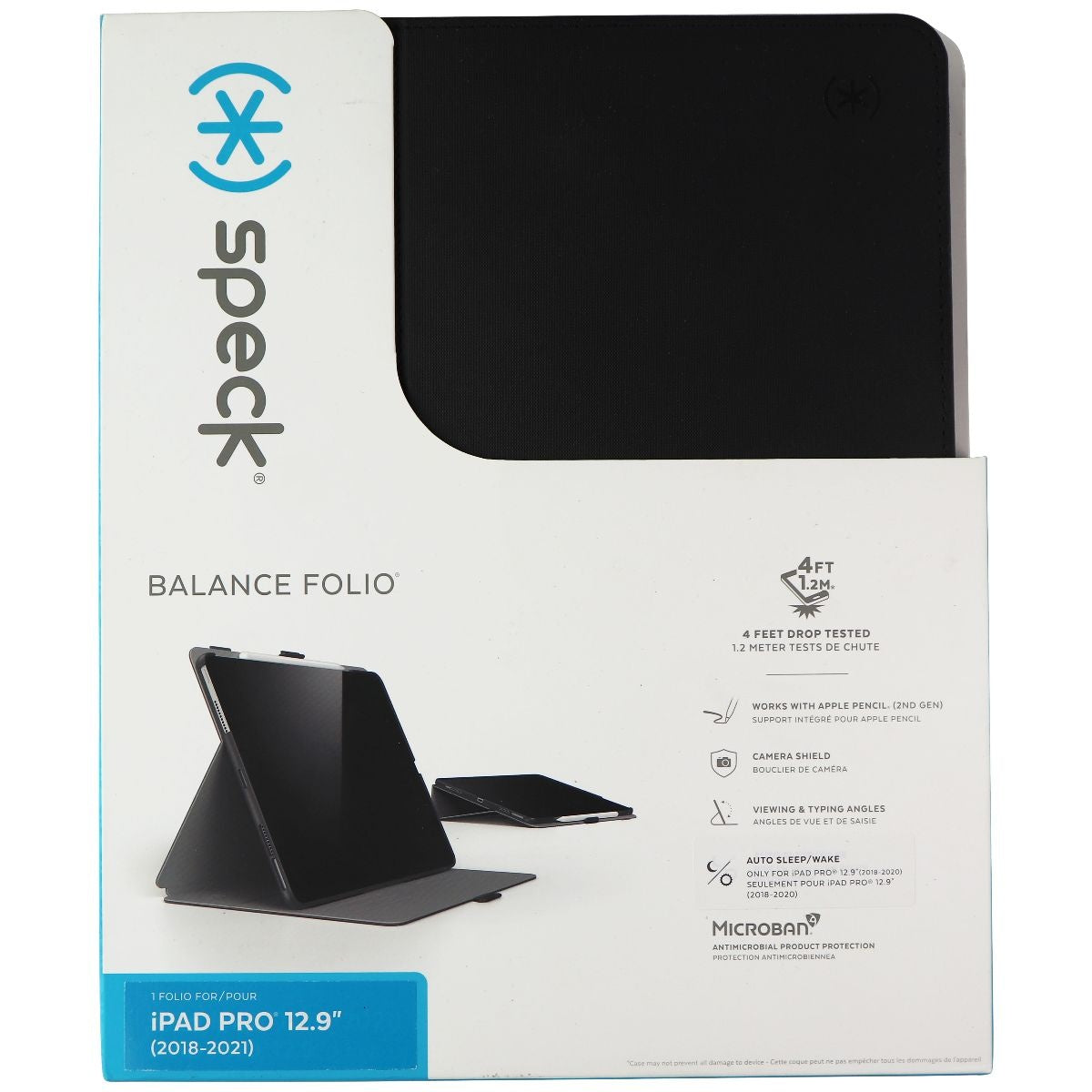 Speck Balance Folio Series Case for Apple iPad Pro (12.9-inch) - Black/Black iPad/Tablet Accessories - Cases, Covers, Keyboard Folios Speck - Simple Cell Bulk Wholesale Pricing - USA Seller