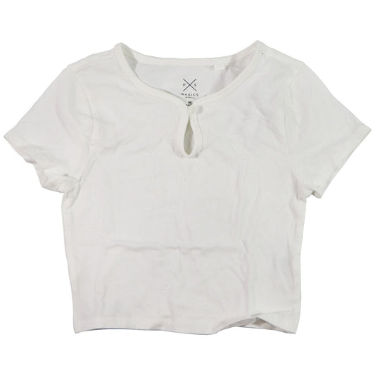 Pacsun Basic Tee with Single-Button Neck for Women - White (Size: XS) Other Sporting Goods PacSun    - Simple Cell Bulk Wholesale Pricing - USA Seller