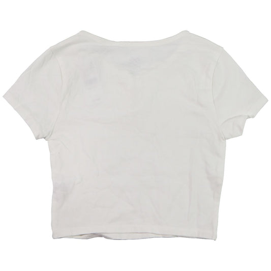 Pacsun Basic Tee with Single-Button Neck for Women - White (Size: XS)