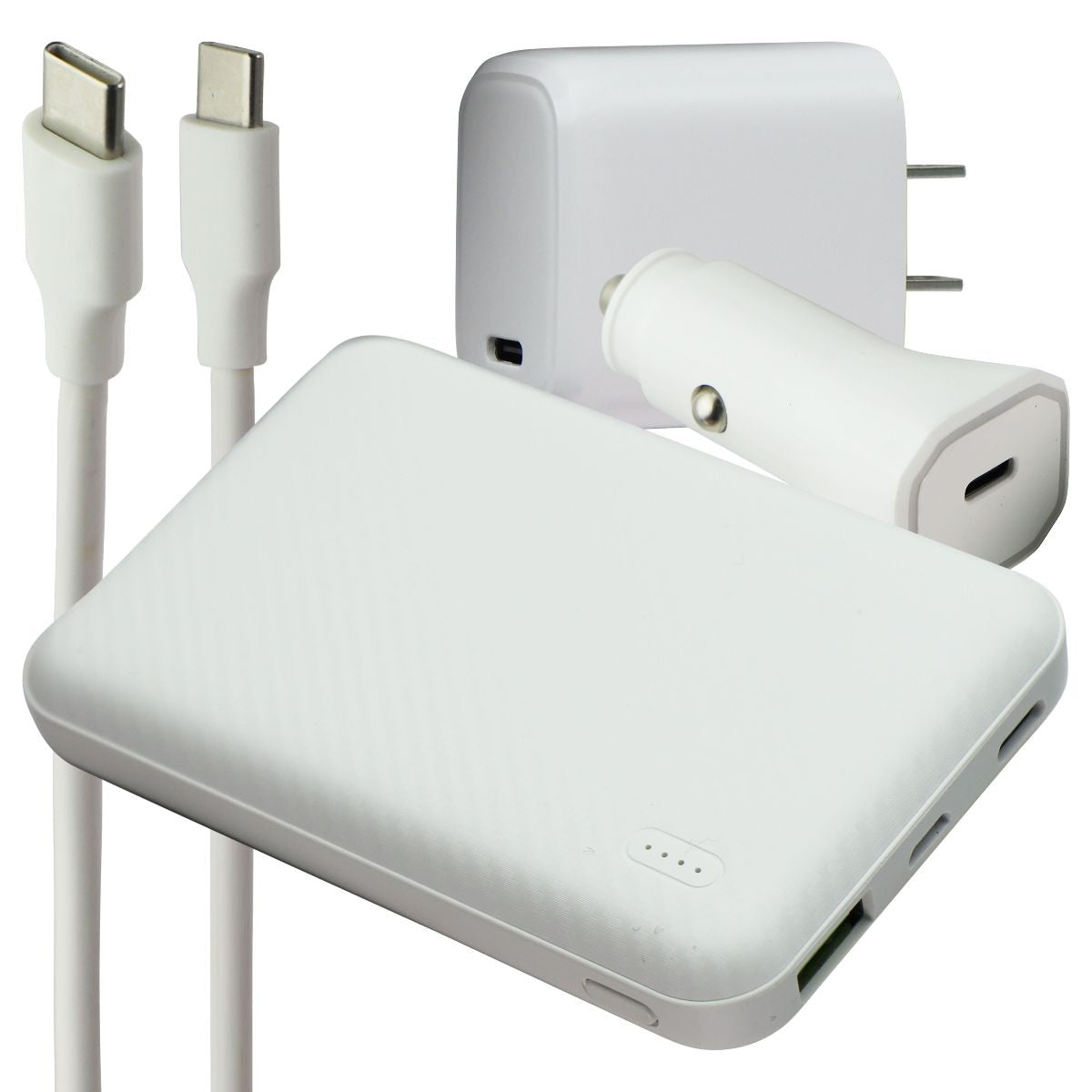 S. Simple Travel Kit USB-C On-The-Go Car and Wall Chargers - White Cell Phone - Chargers & Cradles S. Simple - Simple Cell Bulk Wholesale Pricing - USA Seller