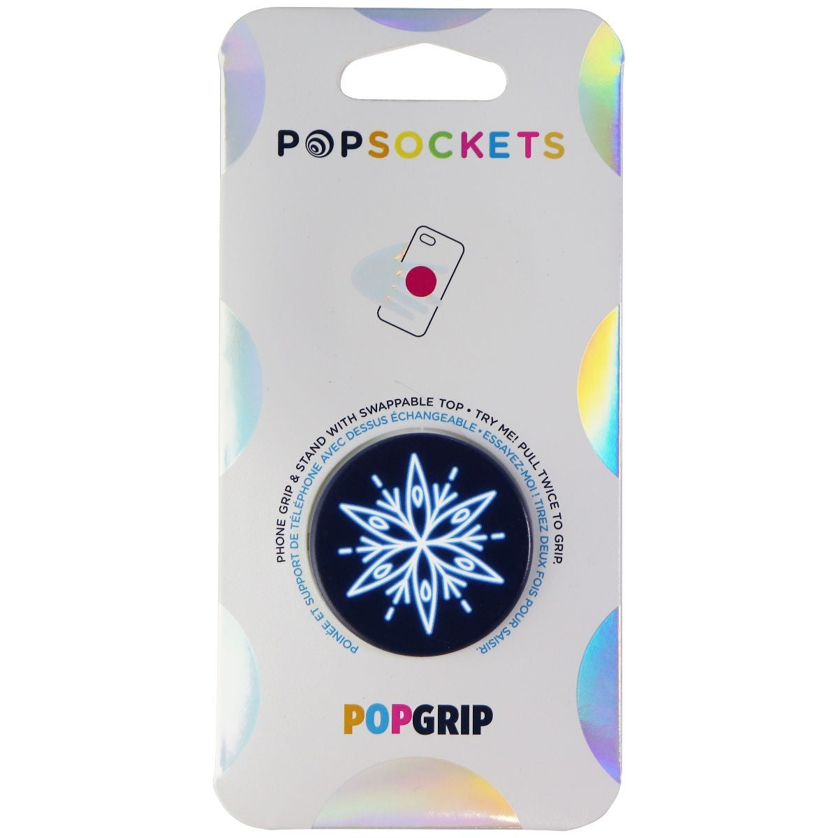 PopSockets: PopGrip Expanding Stand and Grip with Swappable Top - Neon Snowflake Cell Phone - Mounts & Holders PopSockets - Simple Cell Bulk Wholesale Pricing - USA Seller