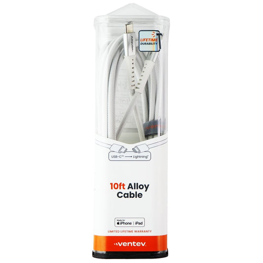 Ventev (10-Ft) Alloy Braided USB-C to Lightning 8-Pin MFi Cable - White