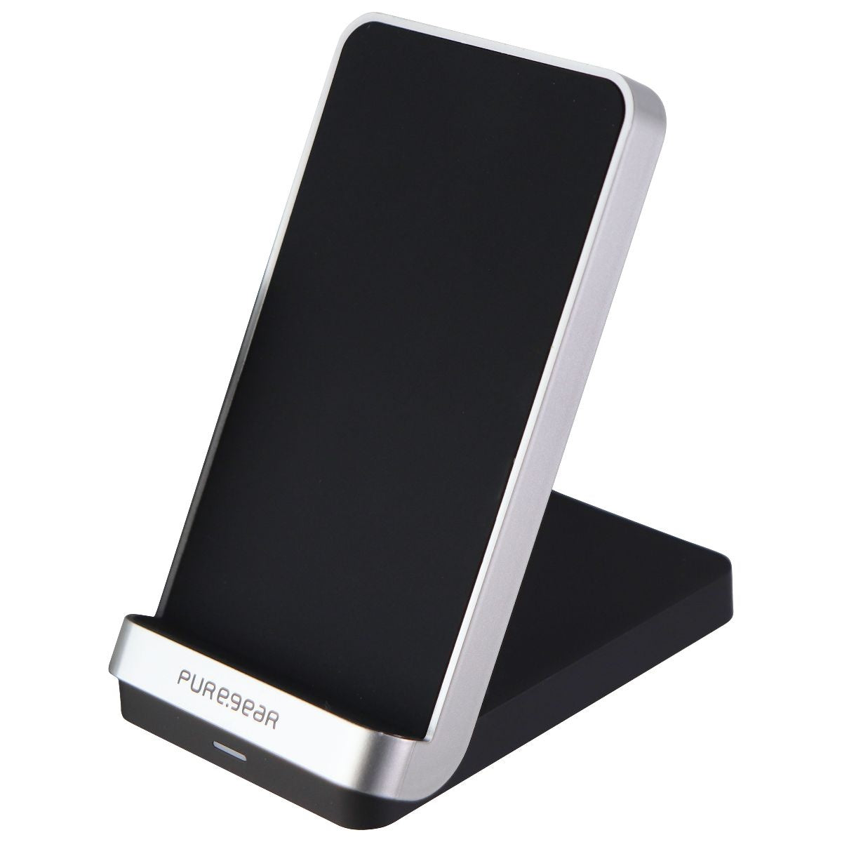 PureGear 15-Watt Fast Wireless Charging Stand for Qi Smartphones - Black/Silver