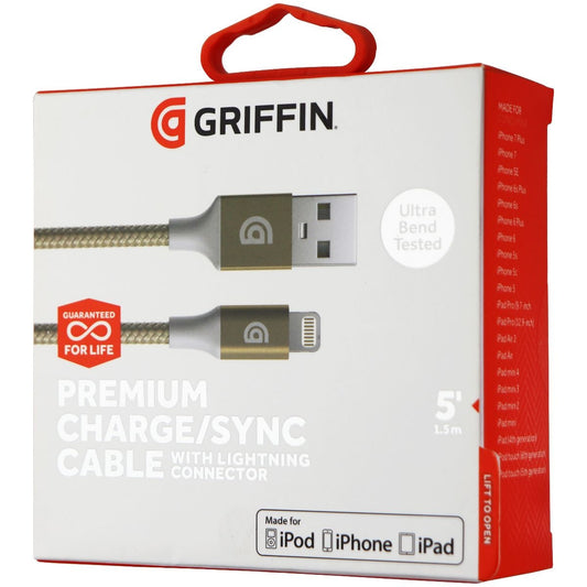 Griffin 5-Foot Premium Braided USB Charge and Sync Cable for iPhones - Gold Cell Phone - Cables & Adapters Griffin Technology - Simple Cell Bulk Wholesale Pricing - USA Seller