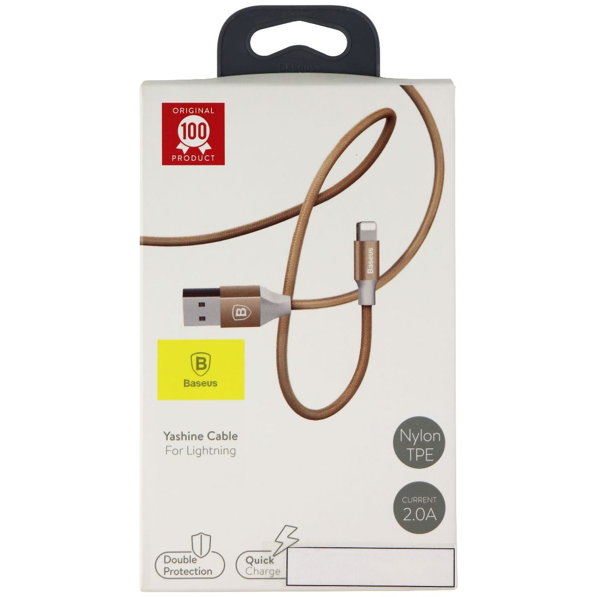 Baseus 3.3-foot/1m Nylon TPE Shielded 8-Pin to USB Charge and Sync Cable - Gold Cell Phone - Cables & Adapters Baseus - Simple Cell Bulk Wholesale Pricing - USA Seller