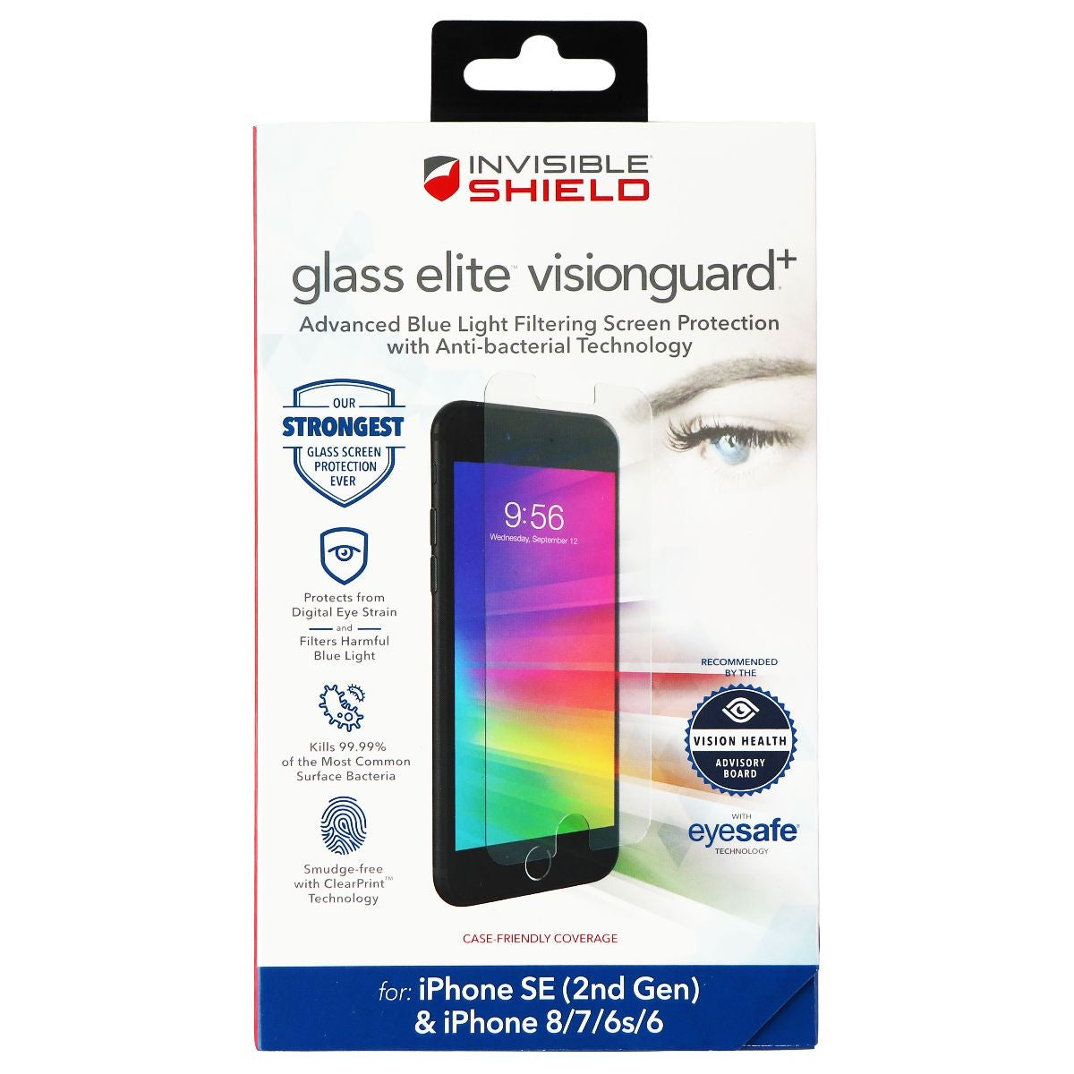 ZAGG (GlassElite VisionGuard+) Screen Protector for iPhone SE (2nd Gen)/8/7/6s/6 Cell Phone - Screen Protectors Zagg - Simple Cell Bulk Wholesale Pricing - USA Seller