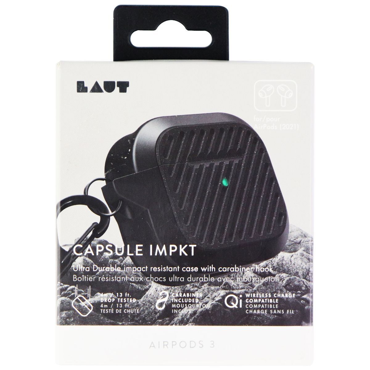 Laut Capsule Impkt Ultra Durable Case for Apple AirPods 3rd Gen - Slate / Black iPod, Audio Player Accessories - Cases, Covers & Skins Laut - Simple Cell Bulk Wholesale Pricing - USA Seller
