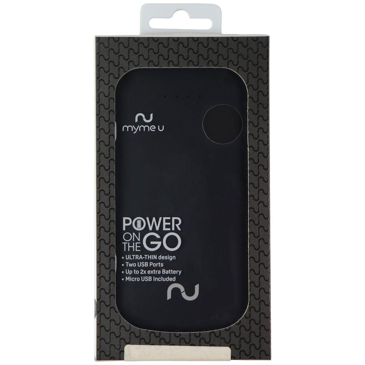 Myme U Power On the Go Portable Battery Pack with Micro-USB Cable - Black Cell Phone - Chargers & Cradles Myme U    - Simple Cell Bulk Wholesale Pricing - USA Seller