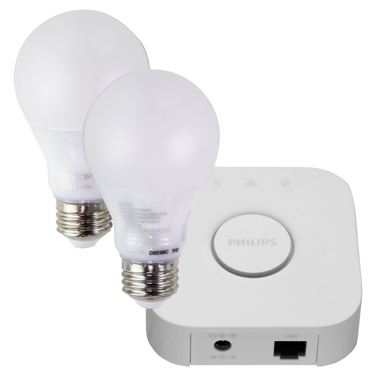 Philips Hue A19 White Bulb Starter Kit with 2 Bulbs & Bridge